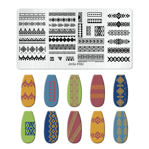 Nail Art Template Silicone Stamping Tool Set Steel Plate Geometric Transfer Complete Nail Version Japanese Style