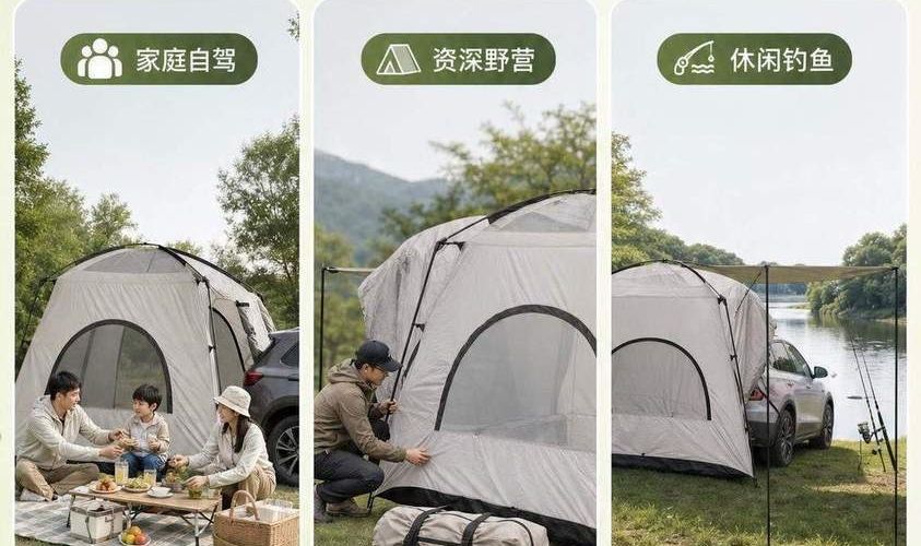 Trunk tent, portable quick-install car tent for overnight camping on long drives, foldable for self-driving trips