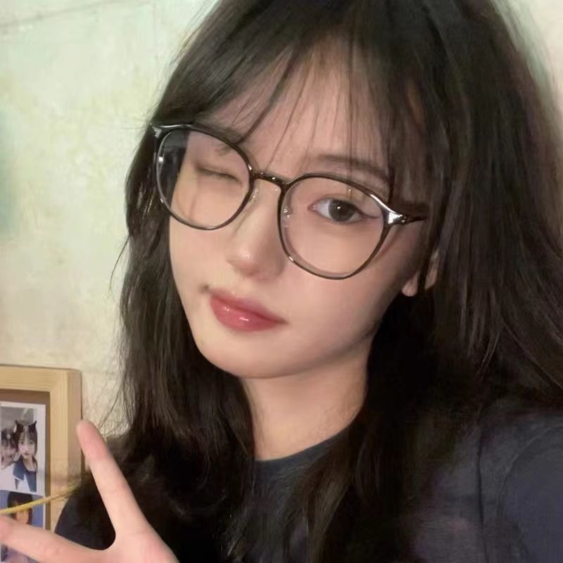 고급 학원풍 한국 스타일 초경량 타원형 뿔테 안경 블루라이트 차단 근시
