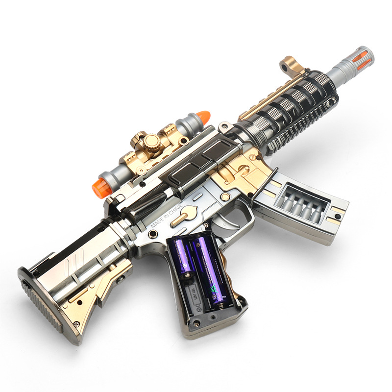 Pistola de juguete eléctrica para niños, vibración telescópica, luz de música, ametralladora, juguetes para niños, puñeta de ocho tonos, mercado nocturno
