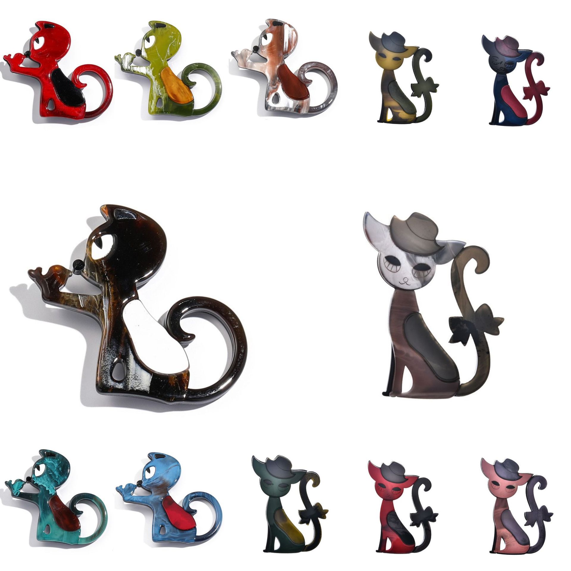 New Cat Brooch Acrylic Cartoon Cute Pin Ins Style High-End Niche Jewelry Wholesale Girls Gifts