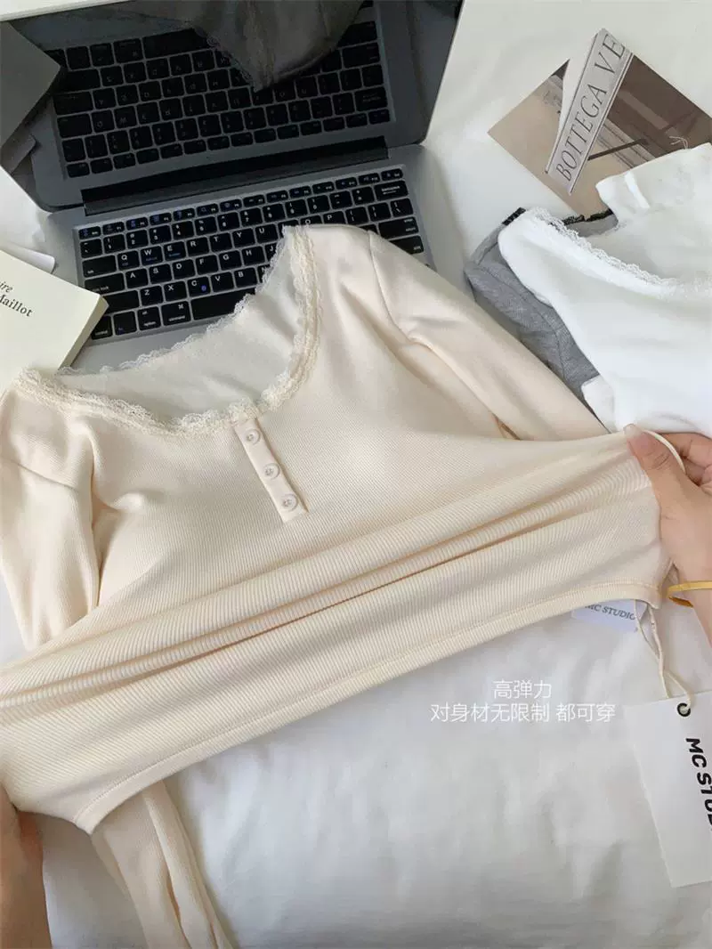 Термобелье bm pure lust style с подушечками для груди для женщин, нижняя рубашка на флисовой подкладке, дизайн, кружевная тонкая короткая стильная внутренняя одежда