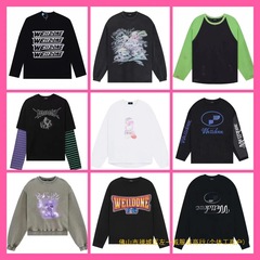 潮牌高街WE11立体印花小熊休闲宽松情侣T恤男女同款卫衣外贸批发