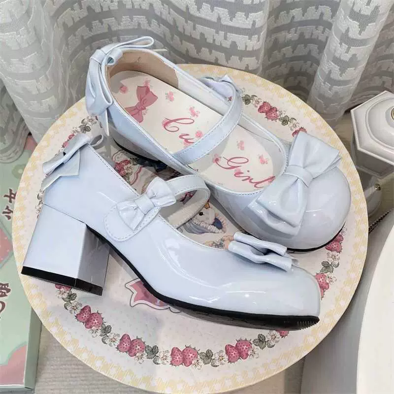 Женские туфли на каблуке, летний стиль, Lolita JK стиль, элегантные, маленькие кожаные туфли с бантом, фея, Mary Jane, бесплатная доставка