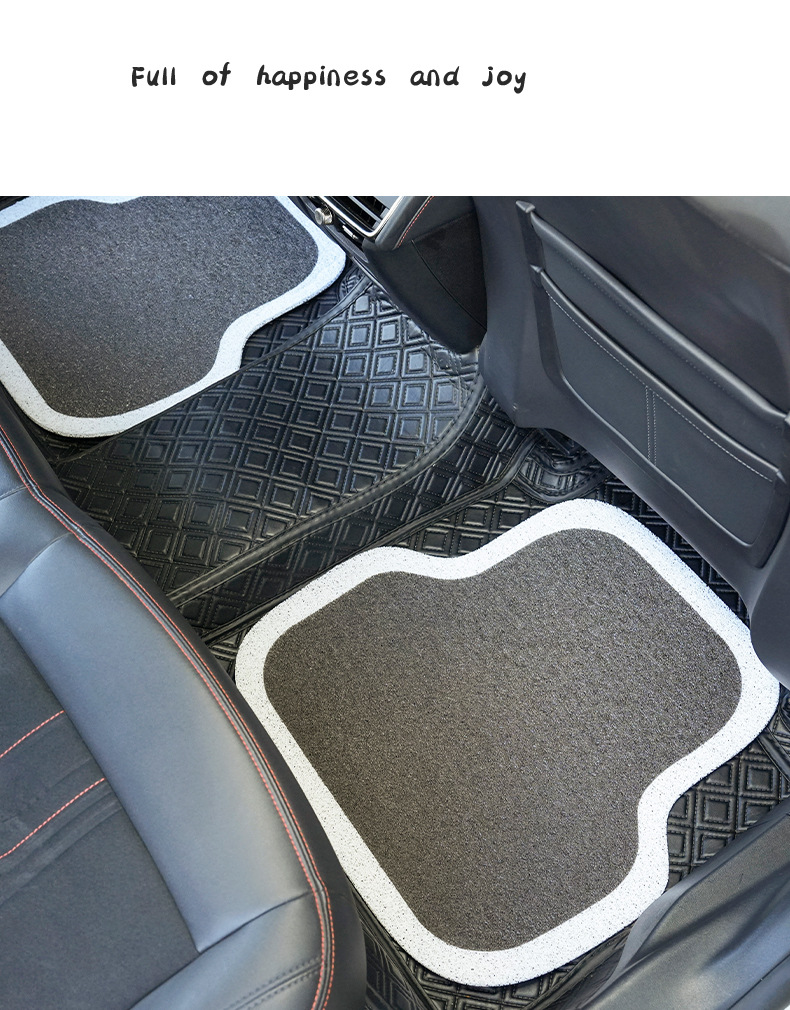 New car foot mat simple wire ring white edge car non-slip wear-resistant anti-dirty mat car seat Universal foot mat