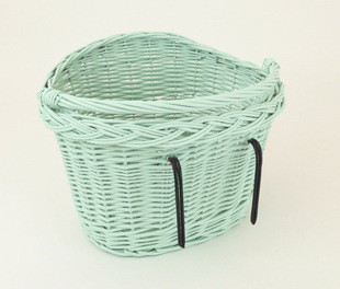 Washable Imitation Rattan Woven Vegetable Basket Children's Stroller Scooter Bicycle Basket Easy to Install Removable Front Basket