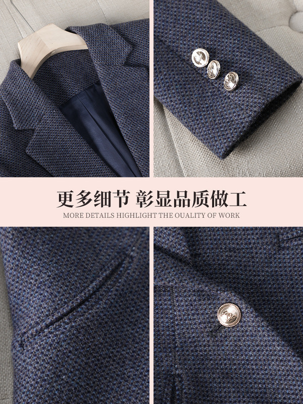 毛呢西装外套女2025新款秋冬小个子高级感休闲时尚加厚西服灰上衣|undefined