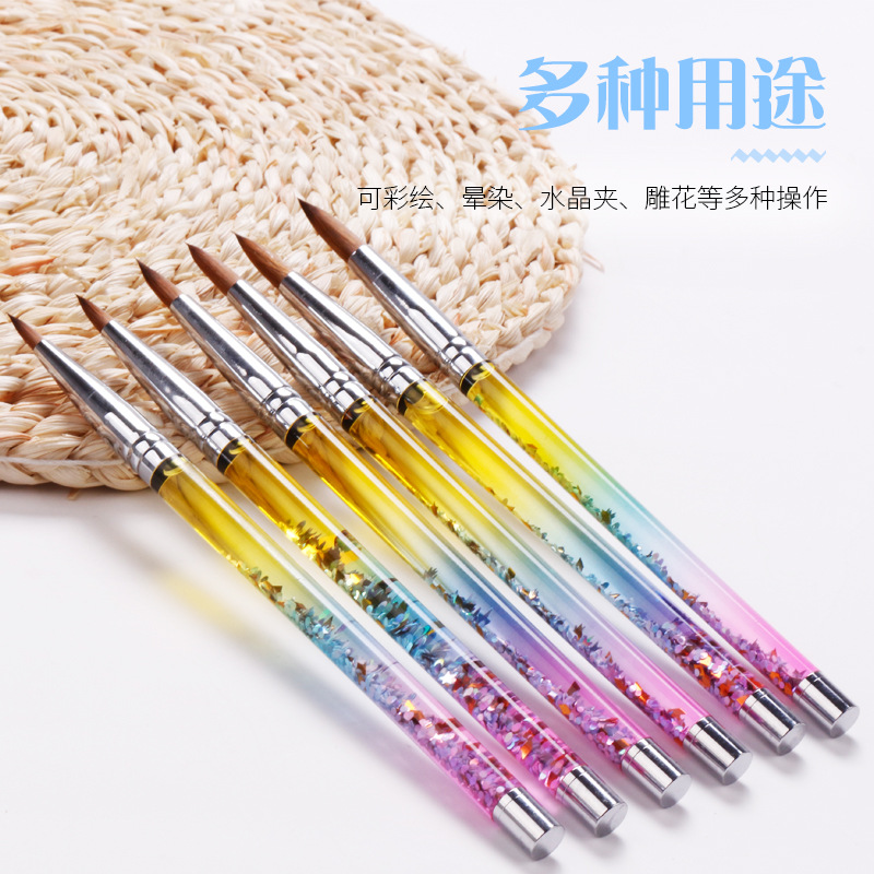 Nuevo gran pluma de cristal de manicuras francesa escultura de uñas líquida arena flotante oro lenteja pluma de cristal de aceite