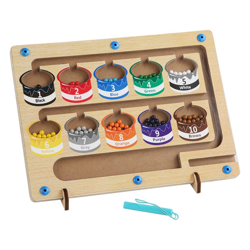 Tablero de clasificación de color de conteo magnético de los niños clasificación de color pluma magnética juego de cambio de cuentas juguetes de educación temprana