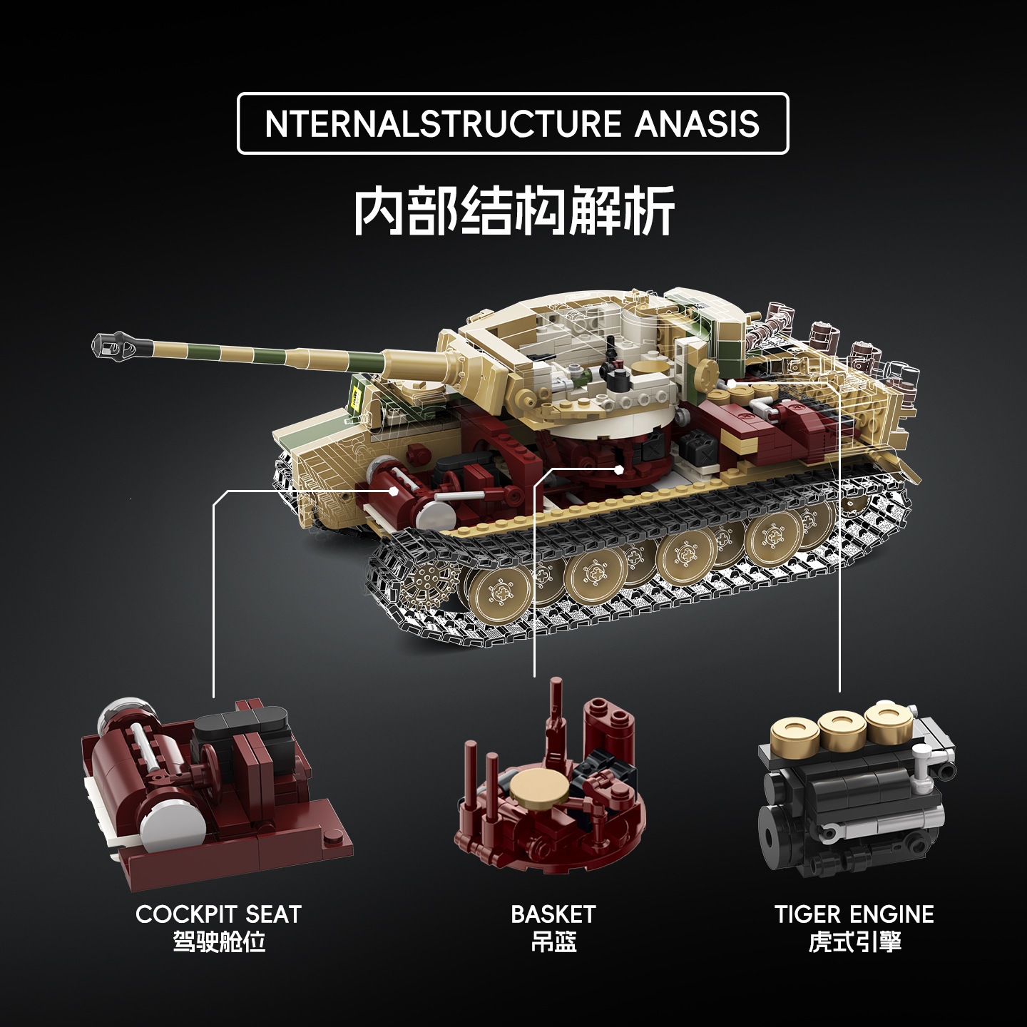 Transfronterizos TK8003 Panzer VI TIGER S33 modelo militar de granulares pequeñas
