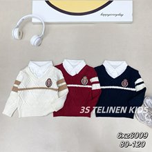 秋冬新款儿童毛衣假两件潮款外贸童装马甲翻领男童两件套韩版潮童