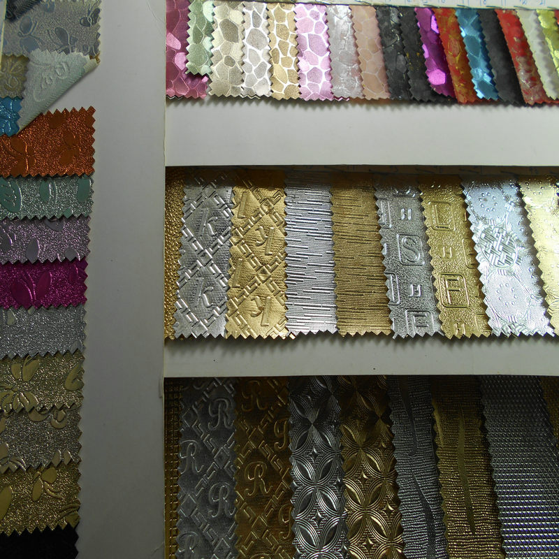 凤尾花人造革小龙爪纹金银色贴膜金属PVC皮革金属压纹包装革面料