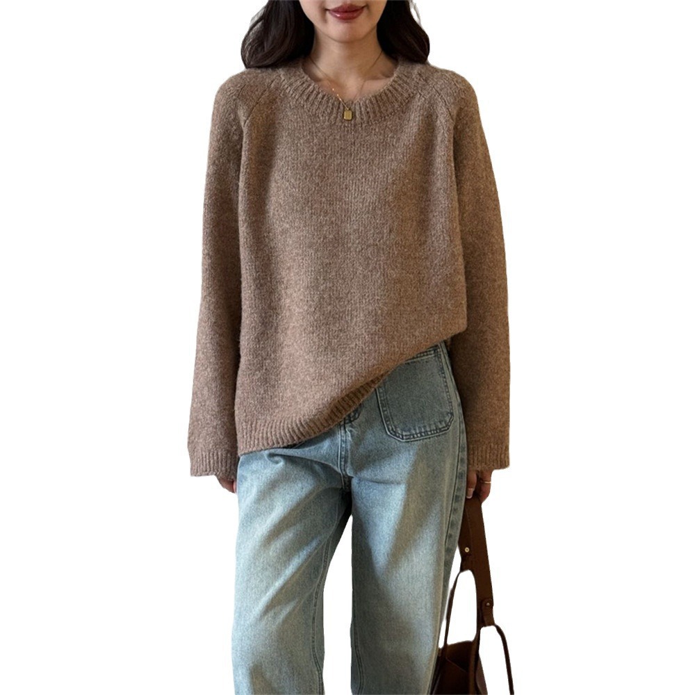 24 invierno Puyuan perezoso viento grueso suave glutinoso chaqueta suéter para mujeres otoño invierno nuevo estilo coreano ancho