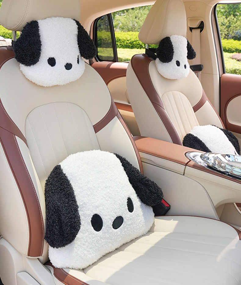Cartoon Car Headrest Neck Pillow Cute Plush Dog Comfortable Car Cushion All Seasons Car Headrest Wholesale