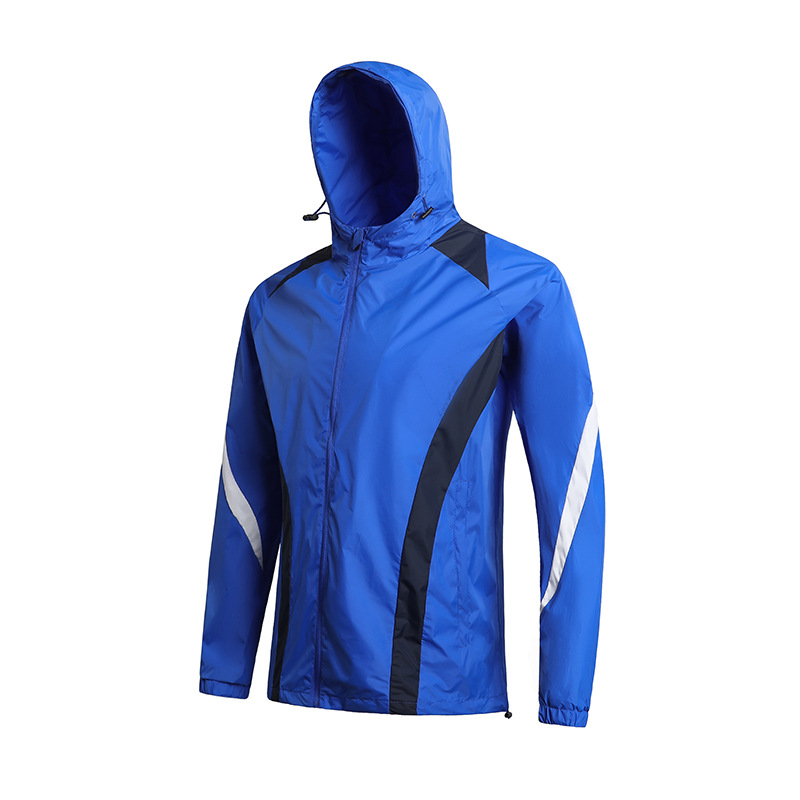 Nuevos deportes al aire libre abrigo de entrenamiento de fútbol a prueba de viento impermeable hombres y mujeres deportivos encapuchados abrigo de compra grupal