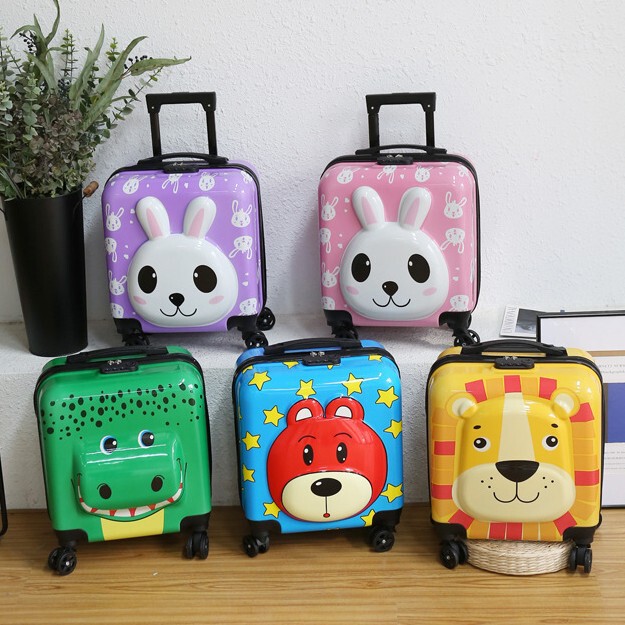 3D Cartoon Children's Suitcase with Universal Wheels and Combination Lock, Suitable for Carry-On, Children's Trolley Case 18inch Cute Travel Suitcase