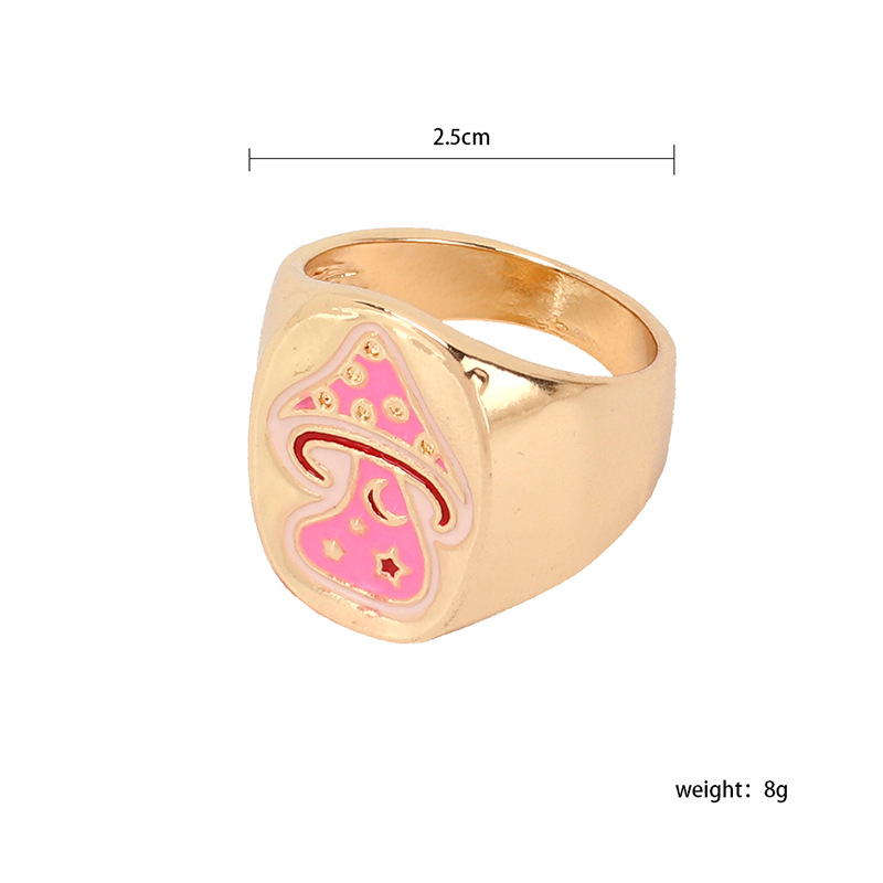 8g Weight Women'S Gender Pink, Yellow Color One Size Size Wholesale Jewelry Retro Mushroom Glossy Ring Nihaojewelry 无