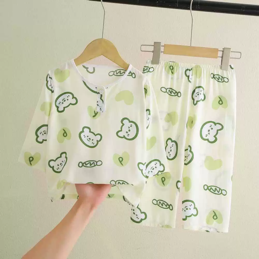Children's summer pajama for boys — thin long-sleeve, multiple prints, sizes for heights 60–155 cm