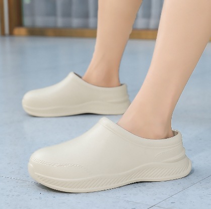 Zapatos de chef zapatos de lluvia de cocina antideslizantes de verano para hombres, impermeables y a prueba de aceite, zapatos de trabajo perezosos para hombres de suela gruesa negra image 8