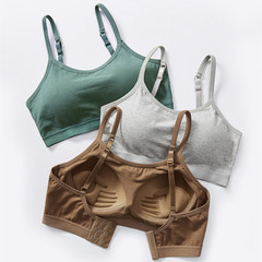 Wire-free sports bra for school girls, shock-proof running push-up anti-sagging vest-style all-in-one cotton bra