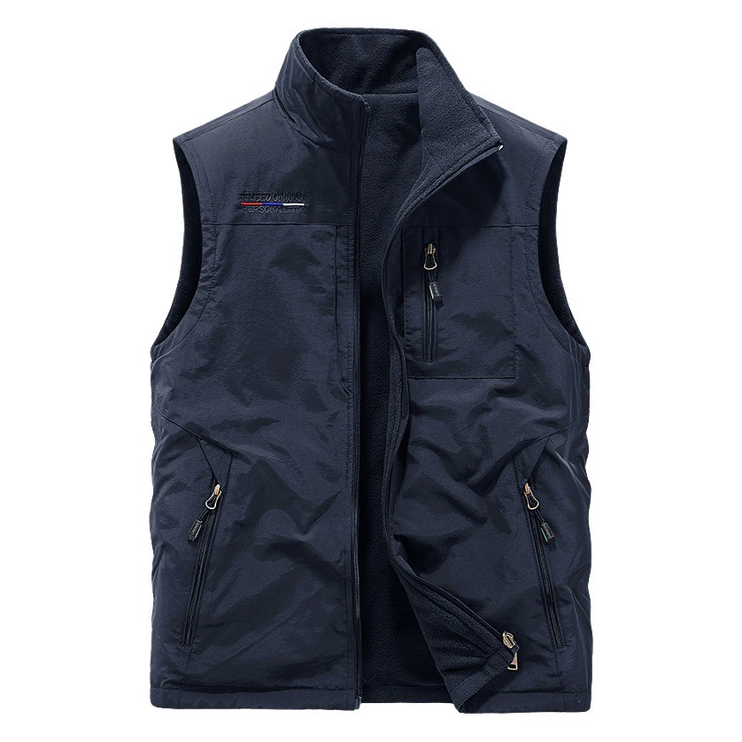Осенне-зимний двусторонний жилет Мужской флисовый жилет для занятий спортом на открытом воздухе Флисовый жилет Жилет на флисовой подкладке Куртка без рукавов