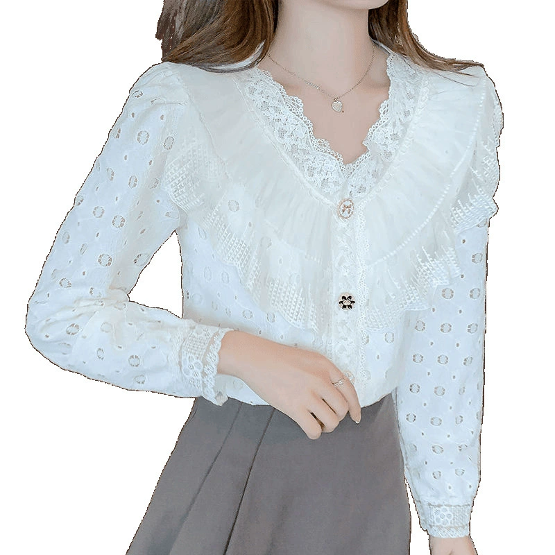 【2183 человек собирают】Французская осень-зима бархатная теплая нижняя футболка для женщин с рюшами и кружевом