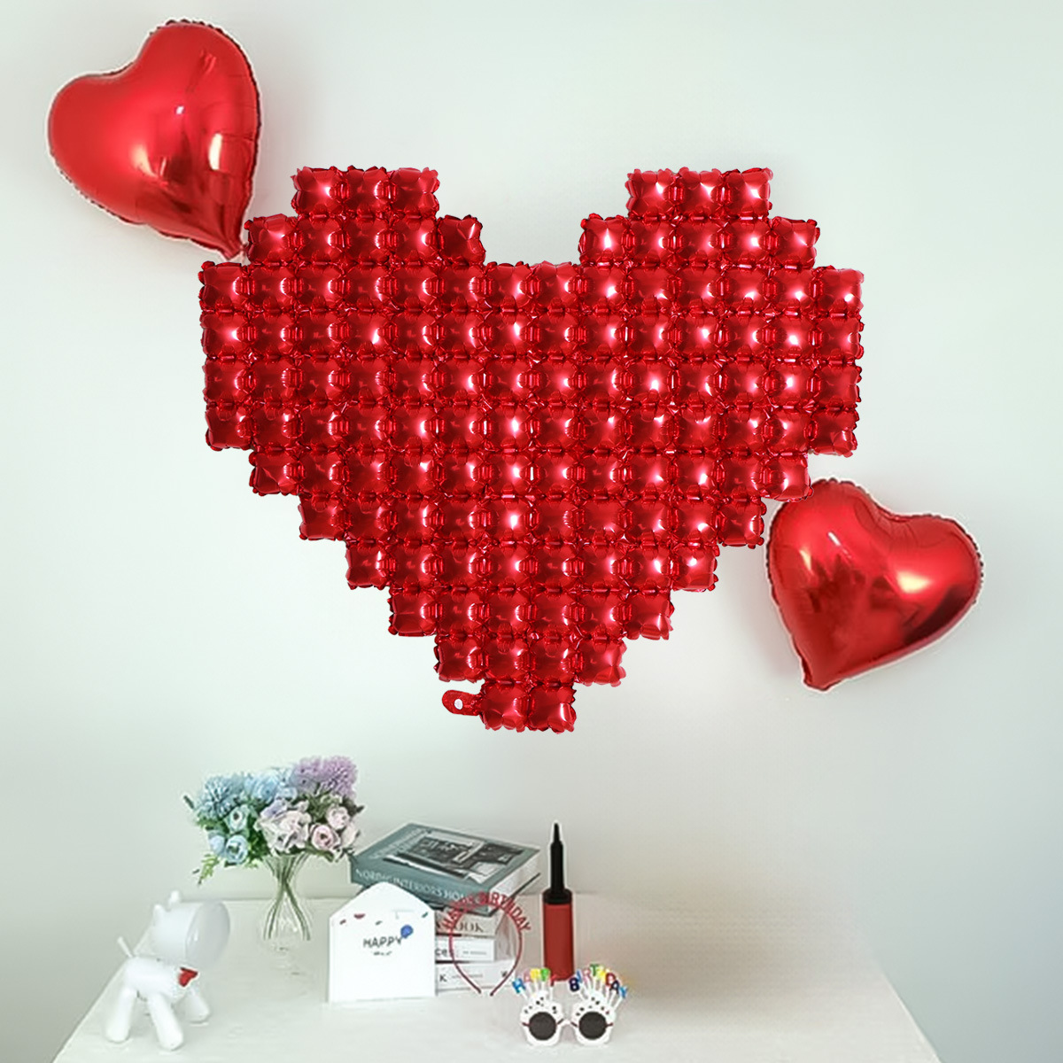 Globos de pared de fondo Globos de amor al por mayor Decoración de la boda Decoración de la escena Diseño de la pared de fondo Globos de película de aluminio de amor