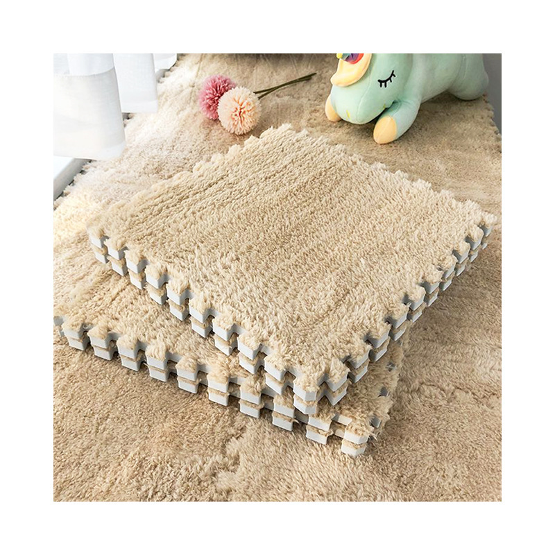 Plush Patchwork Bedroom Carpet Square Puzzle Foam Floor Mat_voghion.com