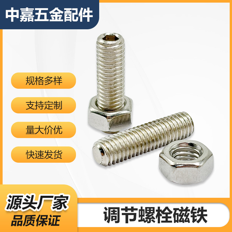 工厂批发不锈钢调节螺栓磁铁 钕铁硼六角螺丝转换接头螺母套装