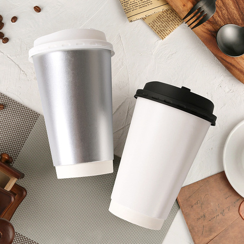 Petunia disposable paper cup, thickened hollow cup, double-layer insulated coffee cup, hot drink milk and soy milk cup, 100 pieces