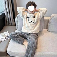 类男童女童秋冬季睡衣珊瑚加厚2024法兰绒中大童儿童家居服套装