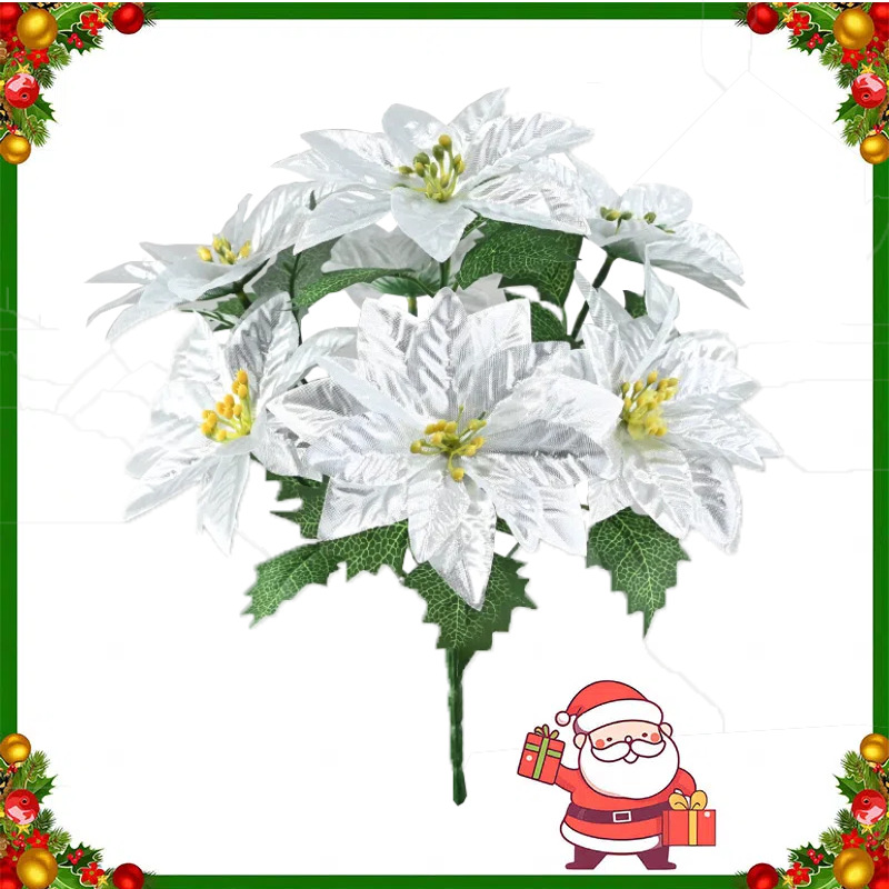 Fabricantes directamente pagar 7 flores de Navidad disparar props decoración del hogar simulación de una pinza de Navidad mano mano mano transfronteriza