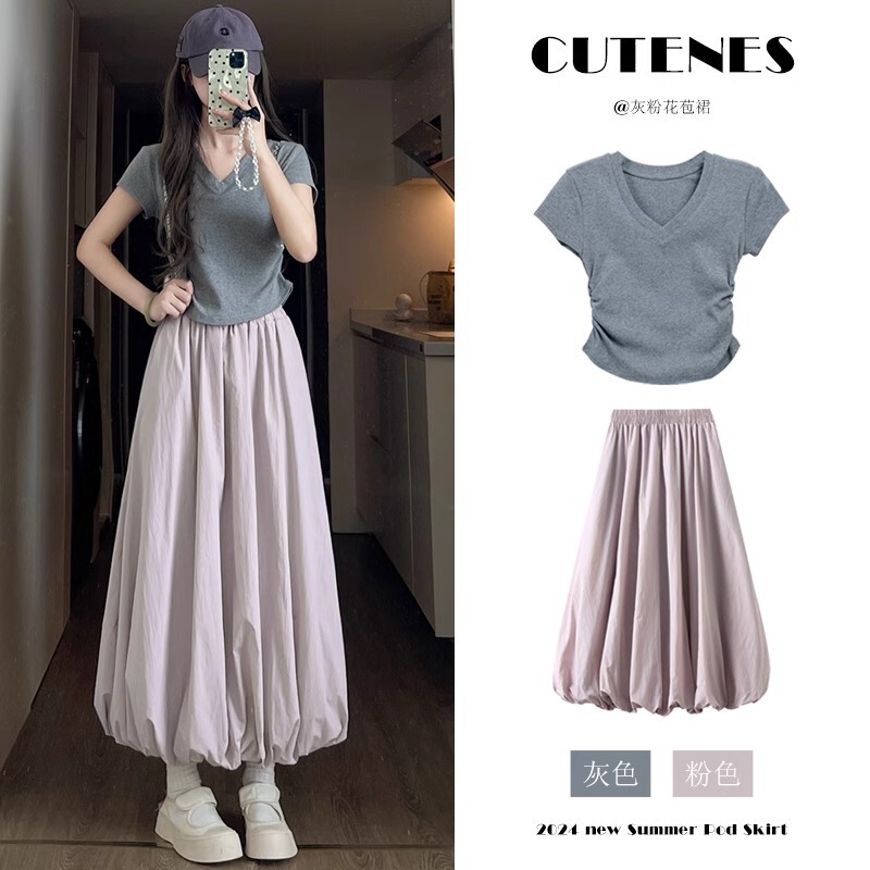 Puffy Flower Bute Dress Women's Spring and Summer 2025 New A- line Umbrella Dress Slimming Fashionable High Waist Mid-length Lace-up Skirt