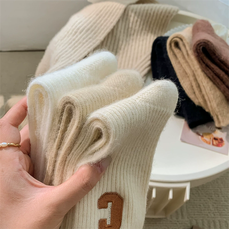 Woolen demi-season Japanese brand cashmere keep warm knee socks, increased thickness, mid-length