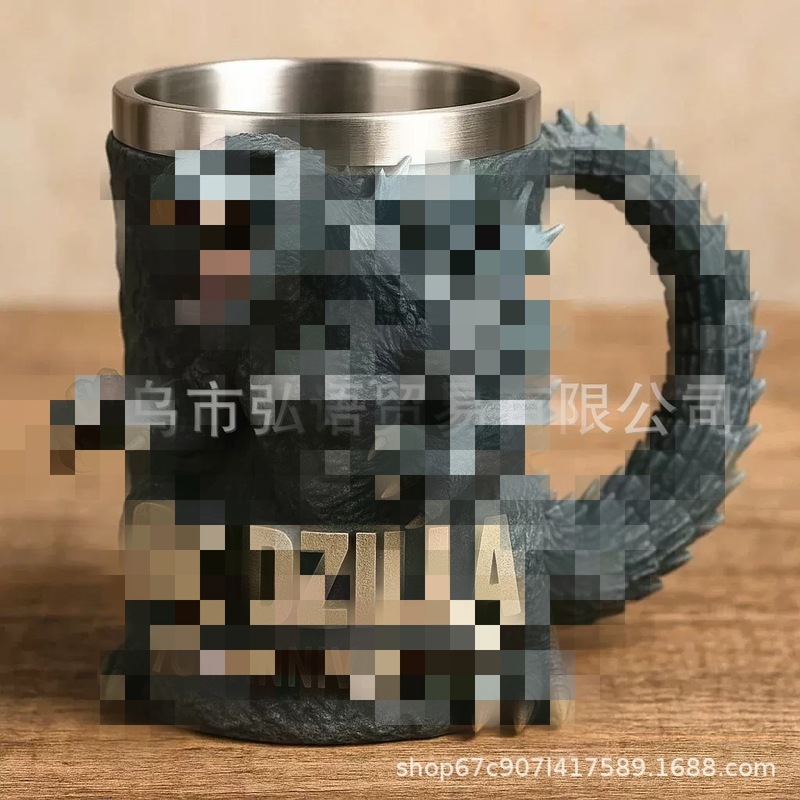 越境新型ゴジラ樹脂マグカップ越境ステンレスコーヒーカップ創意樹脂|undefined