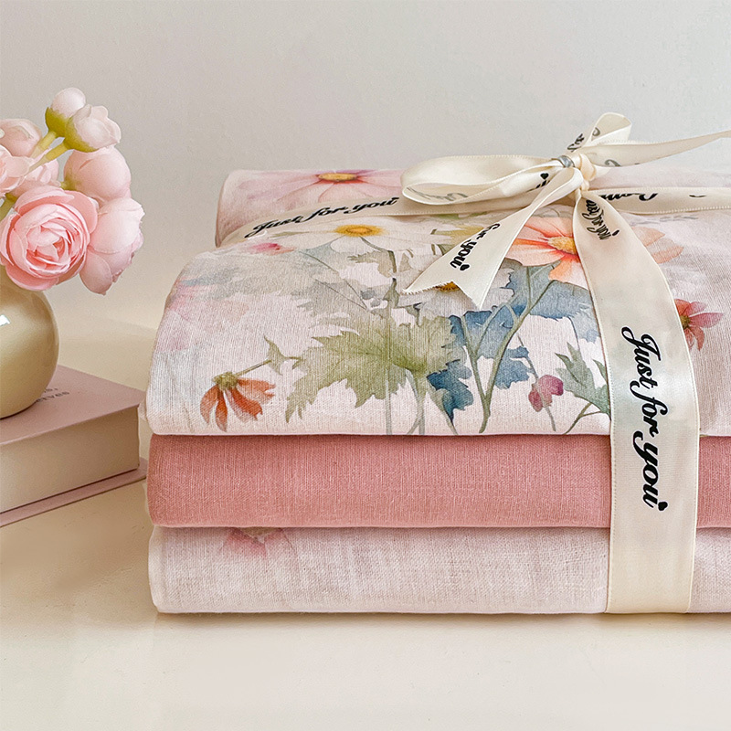 Nuevo juego de cuatro piezas de cama de hilo de doble capa Clase A, algodón puro, 2025, nuevo juego de sábanas con funda de edredón, ropa de cama de tres piezas