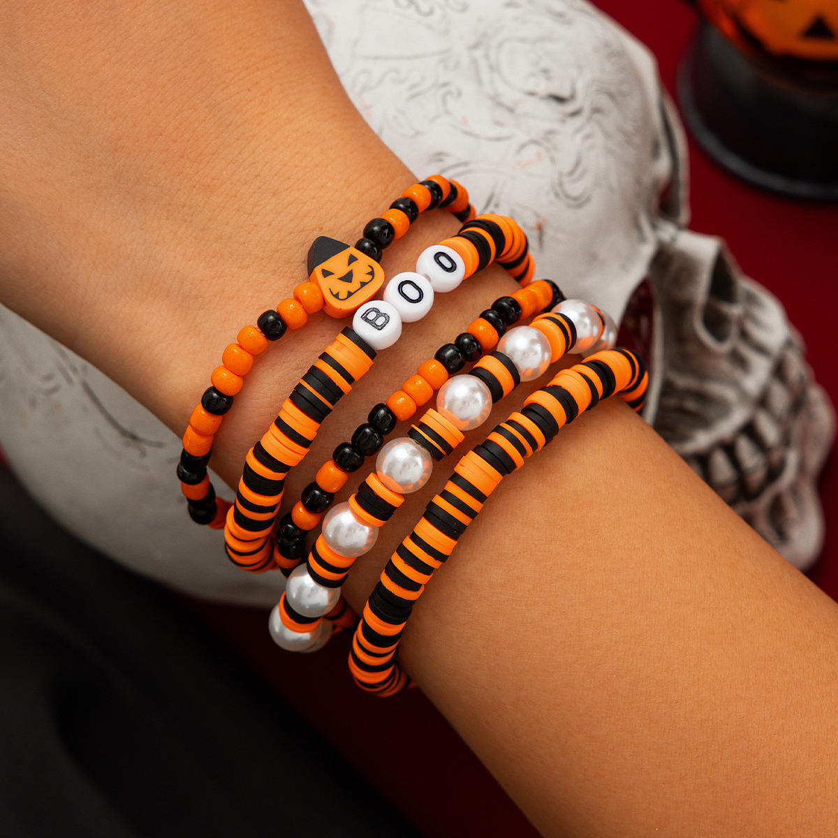 21g Weight Alloy Pendant Material Bracelets Classification CCB, Arylic, soft clay Chain Material 1 Set Quantity Festival Occasion CCB, Arylic, Alloy Material Halloween Festival Pumpkin, Bat, Ghost Pattern Women's Gender Beaded, Enamel Design Funny Style Funny Pumpkin Bat Ghost CCB Arylic Alloy Beaded Bracelets Wholesale 76