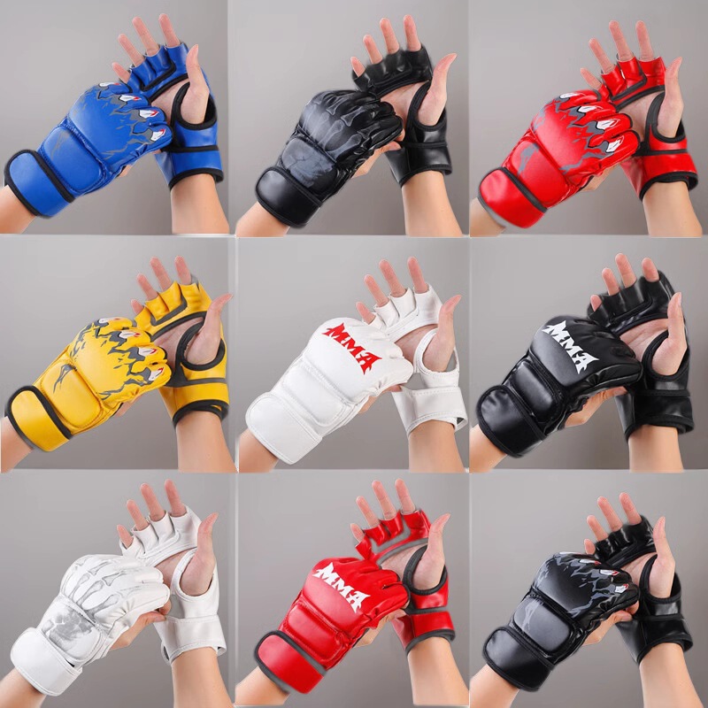 MMA Half Finger Boxing Gloves General Sanda Fighting Muay Thai Fighting Training Wear-resistant Half Finger Gloves for Adults and Children
