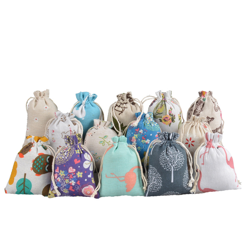 Printed Cotton Bundle Pocket Home Travel Sundries Storage Bag Christmas Gift Mosquito Repellent Sachet Drawstring Small Cloth Bag