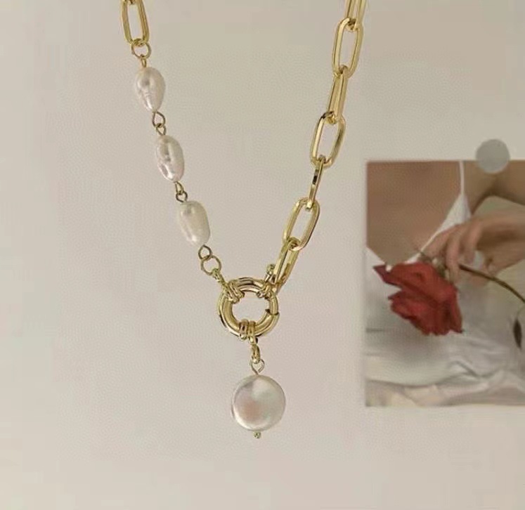 Colar de pérolas de luxo com fecho magnético para mulheres_voghion.com