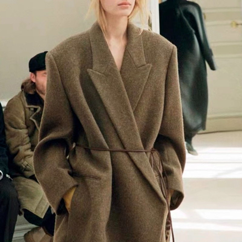 R*Ow Simple Show Style Maillard Style Merino Wool Women's Long Outwear Z31070