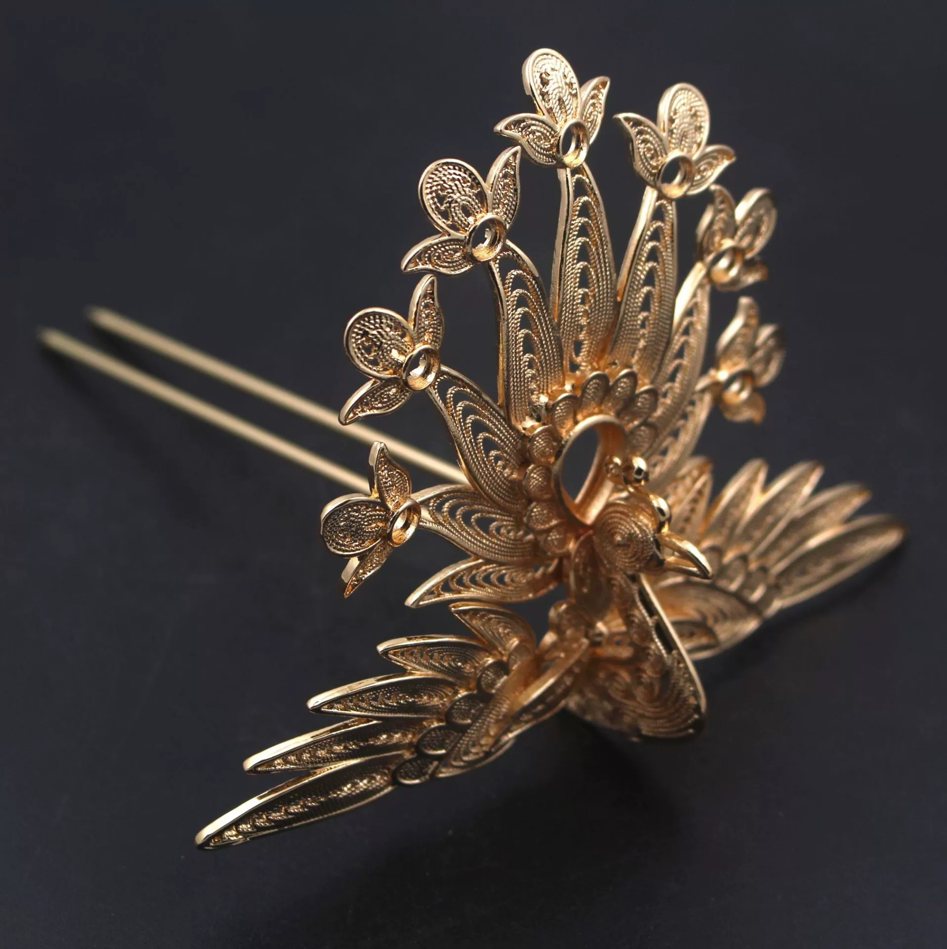 Phoenix with tassels, copper Hanfu, Chinese hairpin, hair accessory