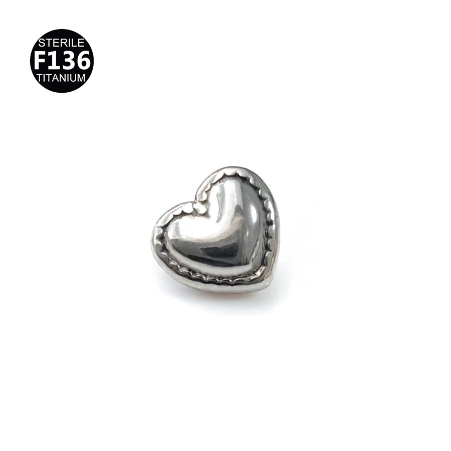 Metal small lip piercing heart-shaped