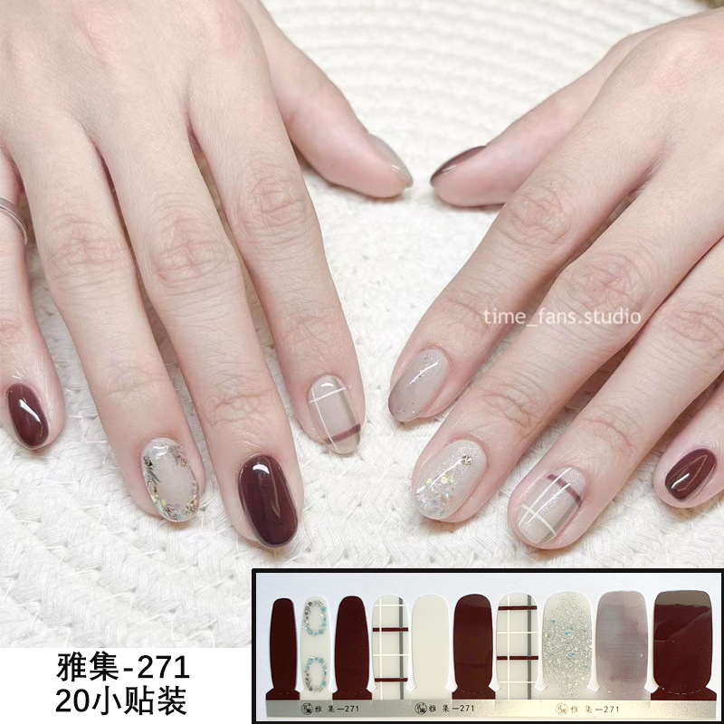 Nuevo 20 pegatinas de uñas 20 pegatinas de dedo completo para hornear pegatinas sin lámpara en stock pegatinas de uñas transfronterizas al por mayor