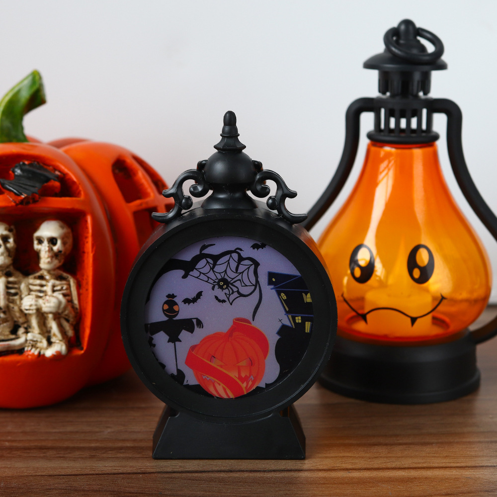 Lámpara de calabaza de Halloween decoración de fantasmas diabólica emoticones luces nocturnas atmósfera de terror decoración props led lámpara esqueleto