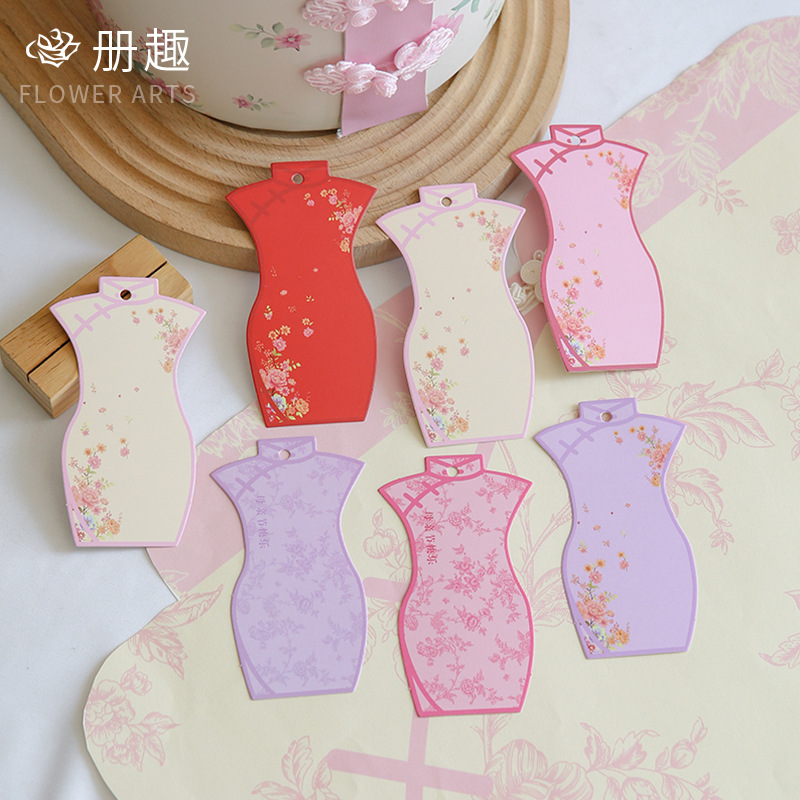 Etiqueta de cheongsam chino Tarjeta feliz del día de la madre Decoración navideña Tarjeta de felicitación Ramo de flores Tarjeta de decoración Decoración de ambiente