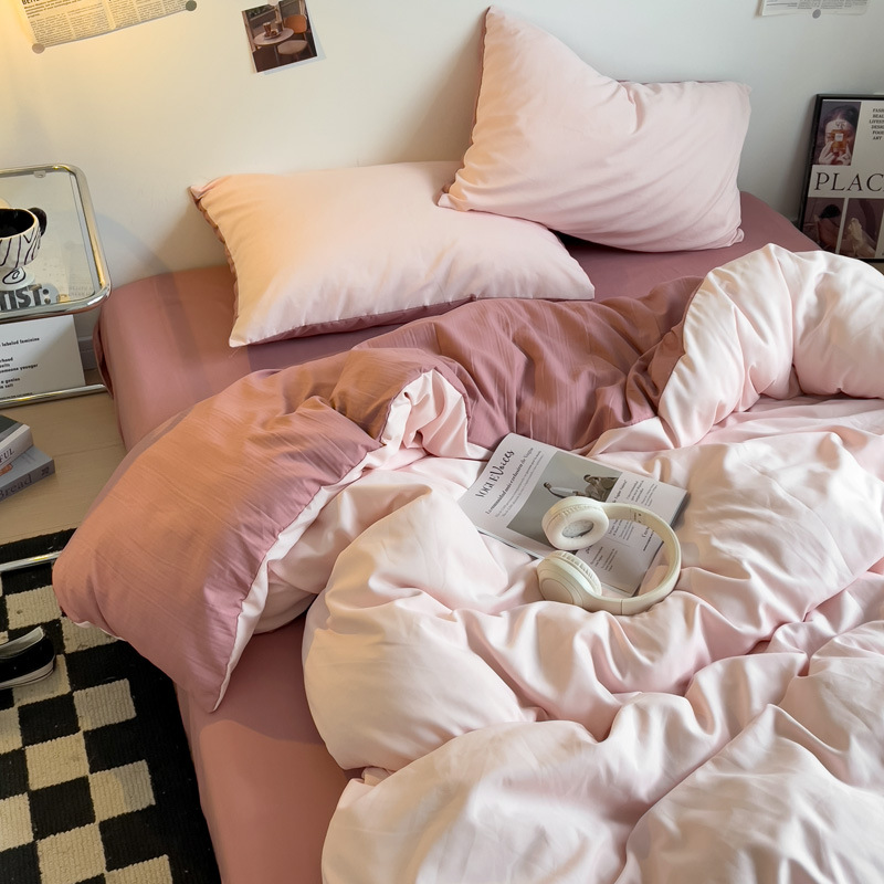 Madre y bebé clase A dormitorio desnudo cuatro piezas de algodón puro algodón colcha cubierta sábanas de cama de dormitorio de estudiantes tres piezas de conjunto