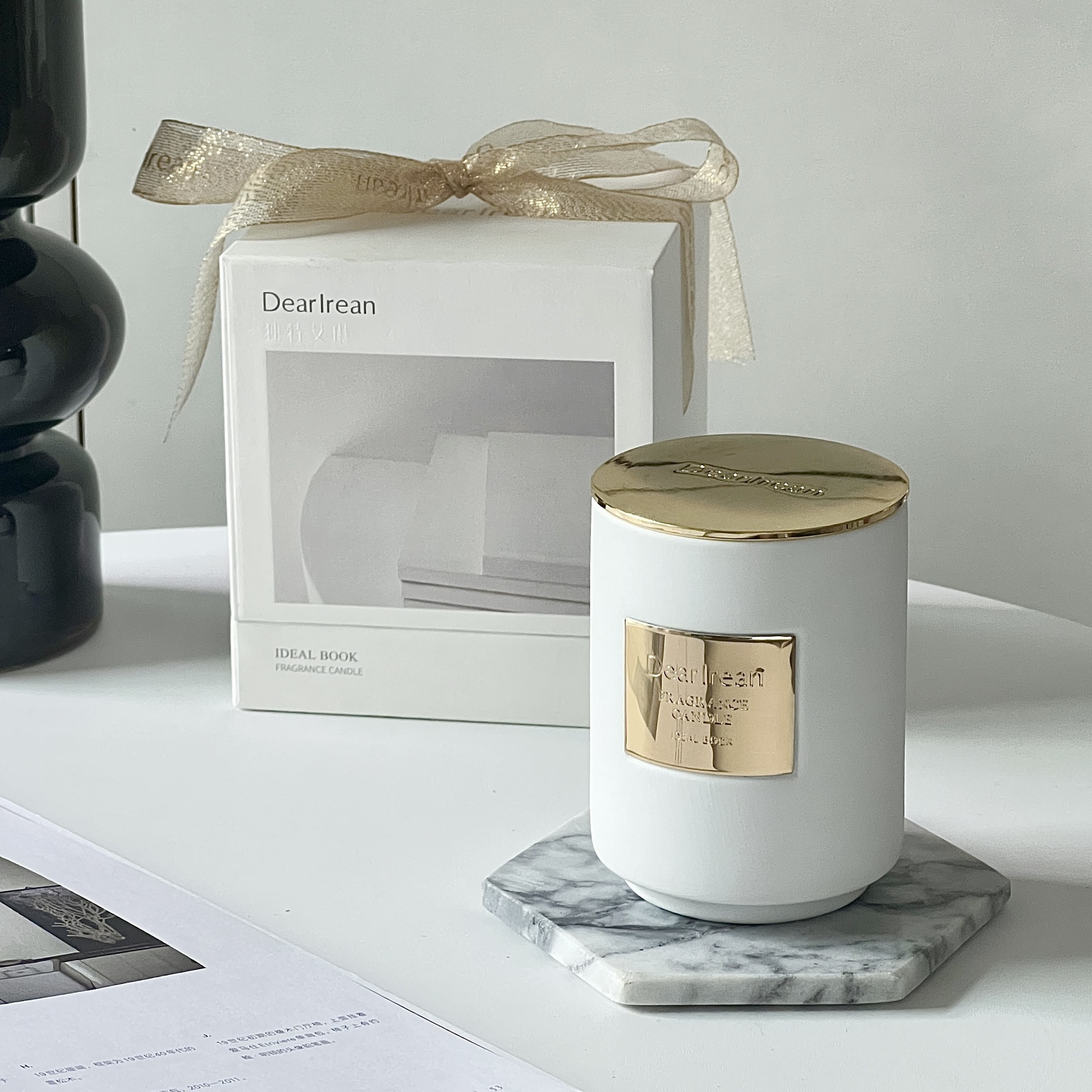 Keramik-Edition „Liebe Lrean“ – Einzigartige Aromatherapie-Kerze mit ätherischen Ölen – Geschenkbox für Zuhause und Schlafzimmer – Hochwertiger Duft_voghion.com