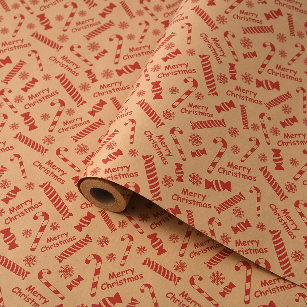 Transfronterizo Amazon nuevo papel de embalaje de regalos de Navidad impresa kraft retro diy embalaje de papel de regalo al por mayor