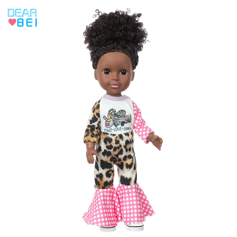 Nueva muñeca de vinilo de 14 pulgadas muñeca Africana renacida muñeca de simulación de juguete para niños muñeca de vestir